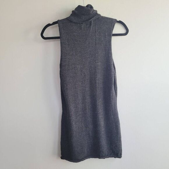 100% merino wool grey sleevless turtleneck sweater longer length lagenlook - Picture 2 of 7